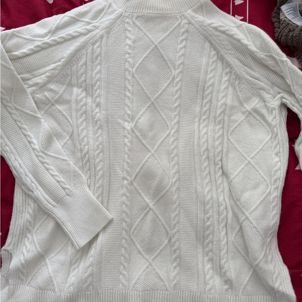 Philosophy White Cable Knit Turtleneck Sweater